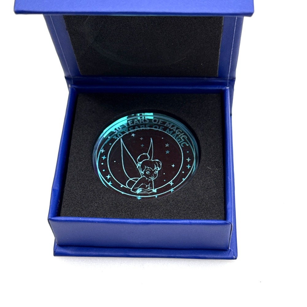 Disneyland Paris 30th Anniversary Arribas Tinker Bell Glass Coin Medallion Boxed